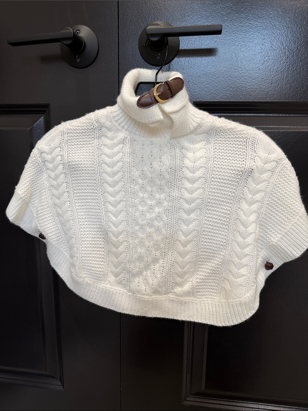 Janie and Jack Cream Cable-Knit Turtleneck Poncho